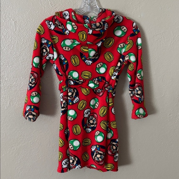 Super Mario Bros Nintendo Kids Boys Girls Red Hooded Robe Medium - Picture 4 of 5